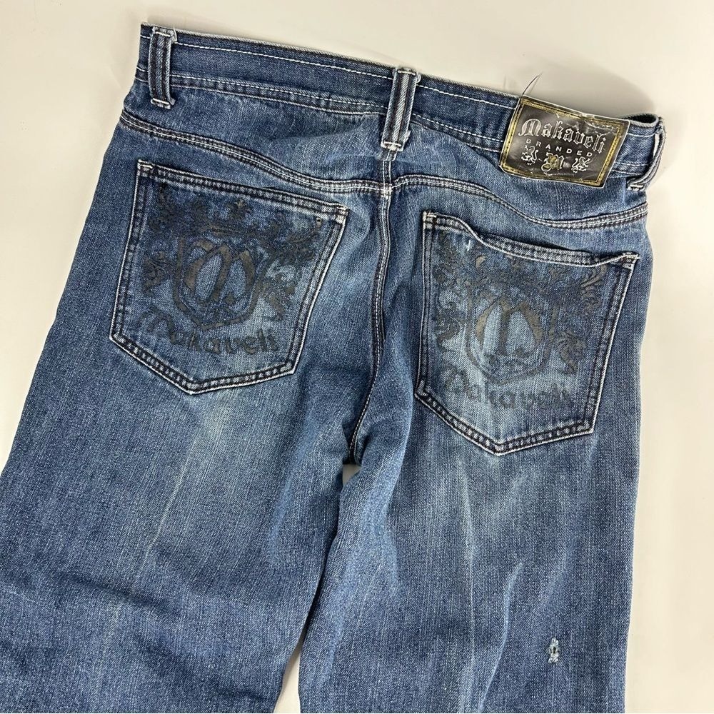 Vintage Makaveli Jeans Men 32x31 Blue Y2K Baggy 2000s Grunge Embroidered Hip Hop - Picture 8 of 10
